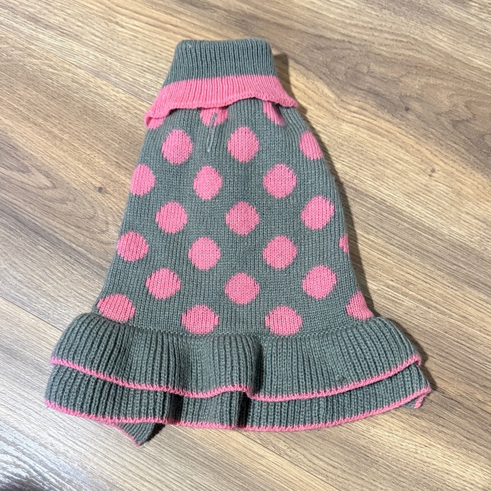 Pink and Gray Polka Dot Dog Sweater
